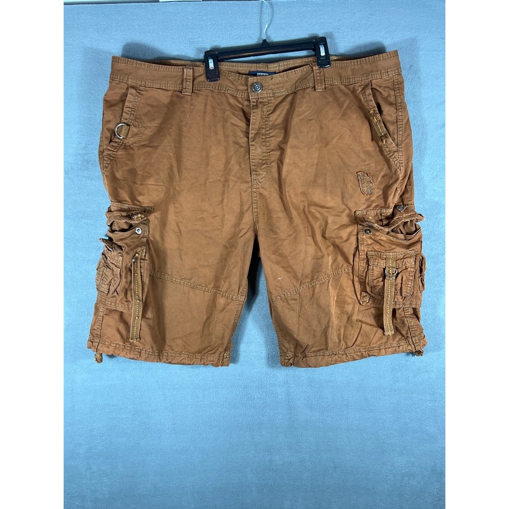OCHENTA Mens Cargo Shorts 42 Brown Relaxed Multi Pocket Utility D-Ring Y2K